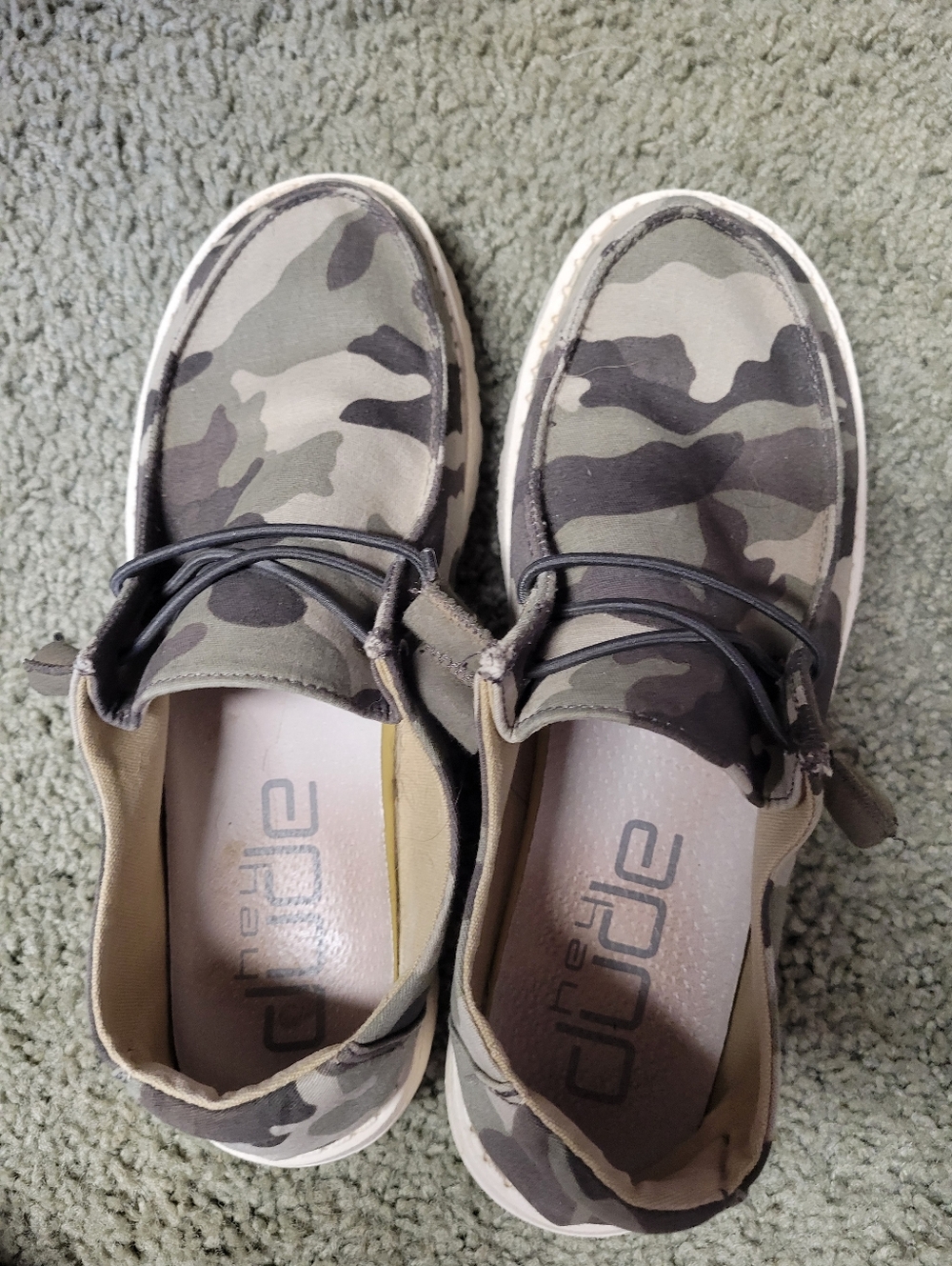 HEY DUDES  Womans  Camouflage Slip-On Sneakers in Green and Tan